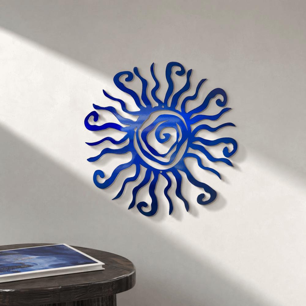 Hand Painted Iron Art Metal Wall Art 11.81 in Wall Sculpture Spiral Sun Decor Farmhouse Decor