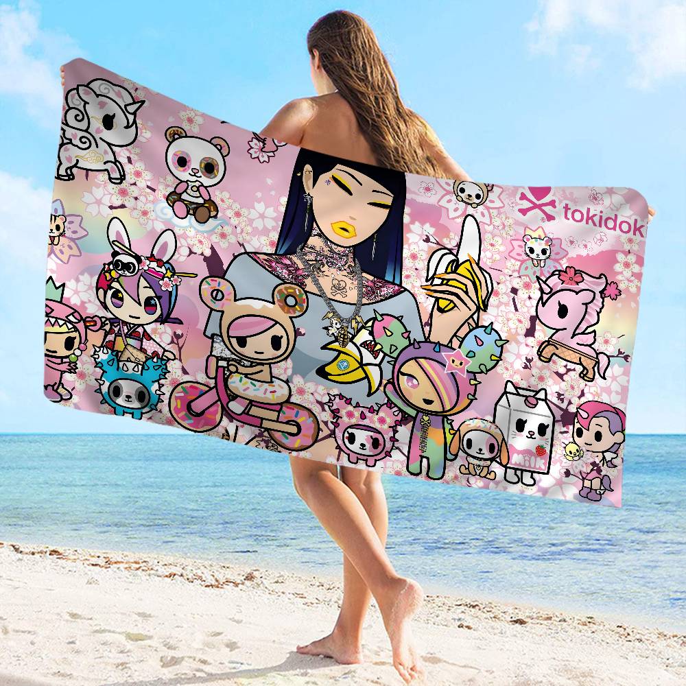 Япония Tokidoki Пляжное полотенце Цветные банные полотенца для девочки Микрофибра Быстросохнущие Индивидуальные Без песка Пляж Йога Спа Тренажерный зал Бассейн