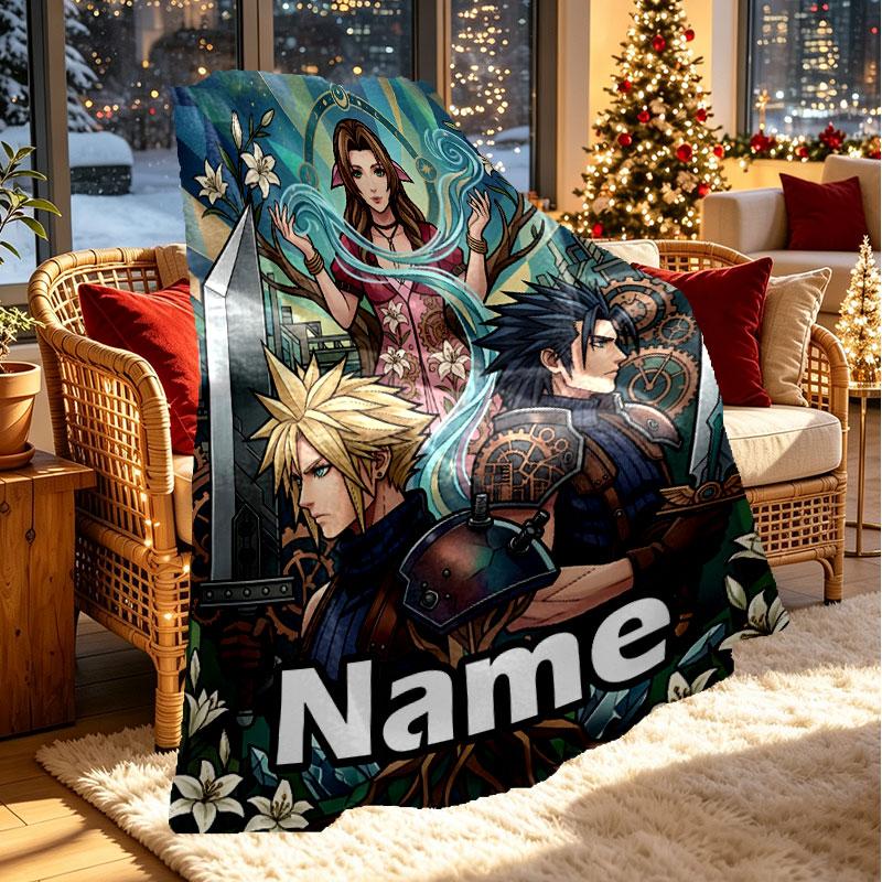 Custom Name Personalized Final Fantasy Print Blanket, Home Decor, Bedroom, Sofa, Camping, Couch, Gifts for Birthday Christmas