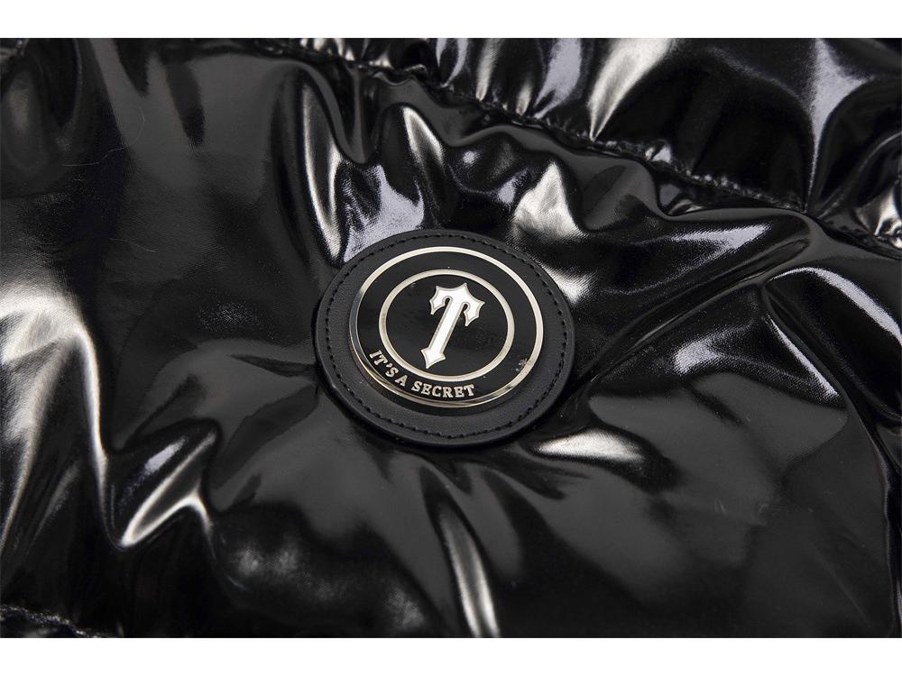 Стильная черная куртка Trapstar из ПУ кожи с отстегивающимся капюшоном - Утепленная хлопковая парка для пары В наличии