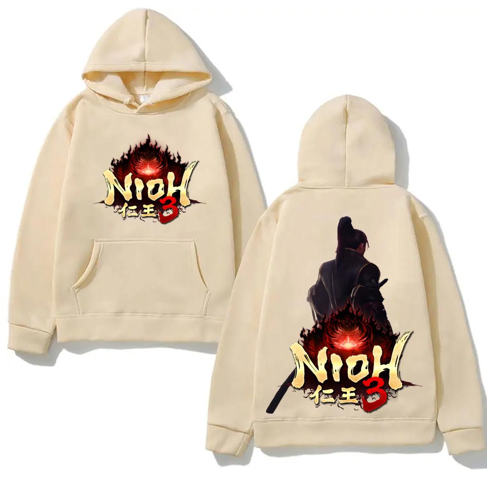 2026 GAME Nioh 3 Hoodie Action Role Playing Game Print Sweatshirt with Pocket Fleece Clothes Anime Retro Pullovers