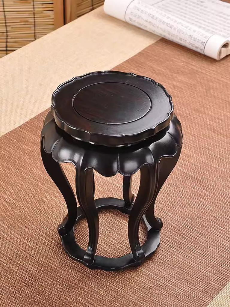 Chinese Style Solid Wood Incense Burner, Purple Light, Sandalwood, Round Table, Tea Pot, Bonsai, Antique Ornament Base