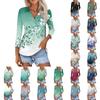 Women's Summer Fashion Casual  Print V-Neck Three Quarter Sleeve  Shirt Top