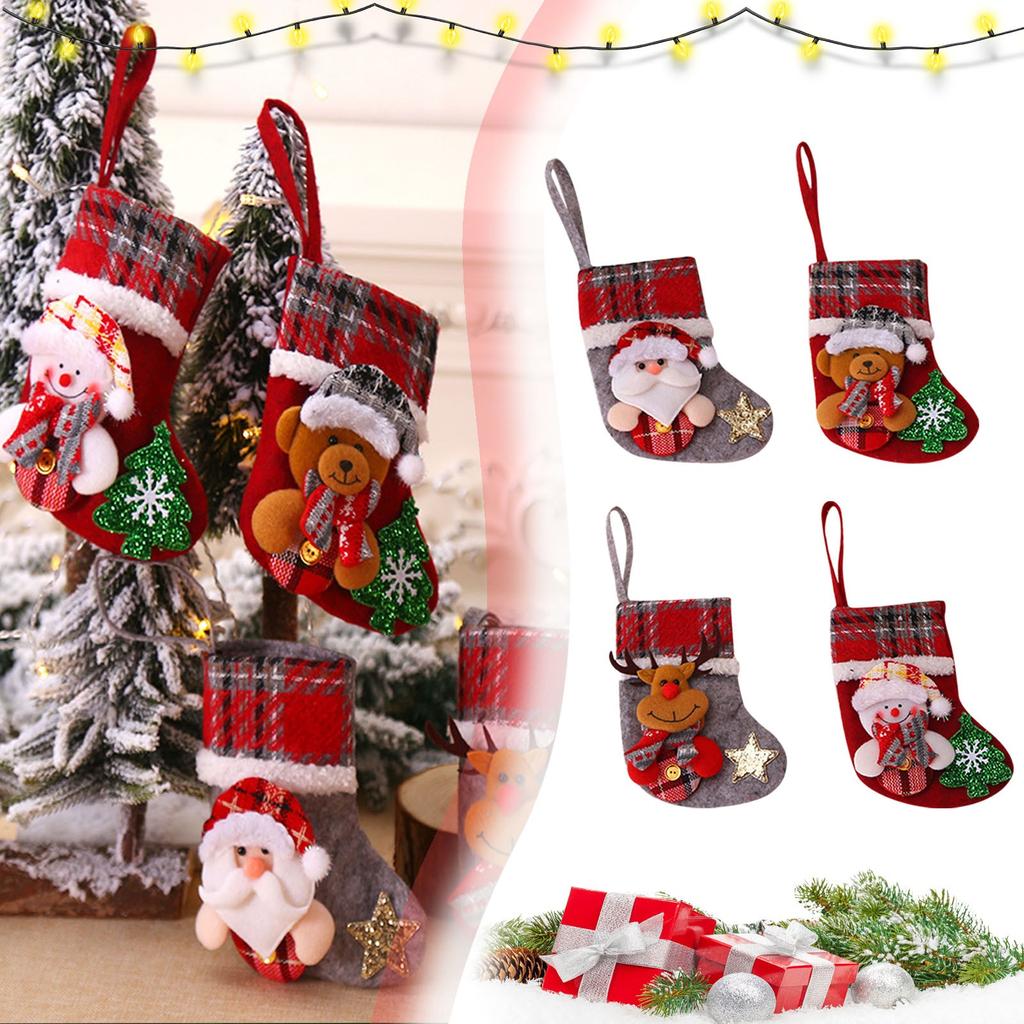 Nikitas Small Christmas Stocking Sock Ornaments With Christmas Tree Pendants