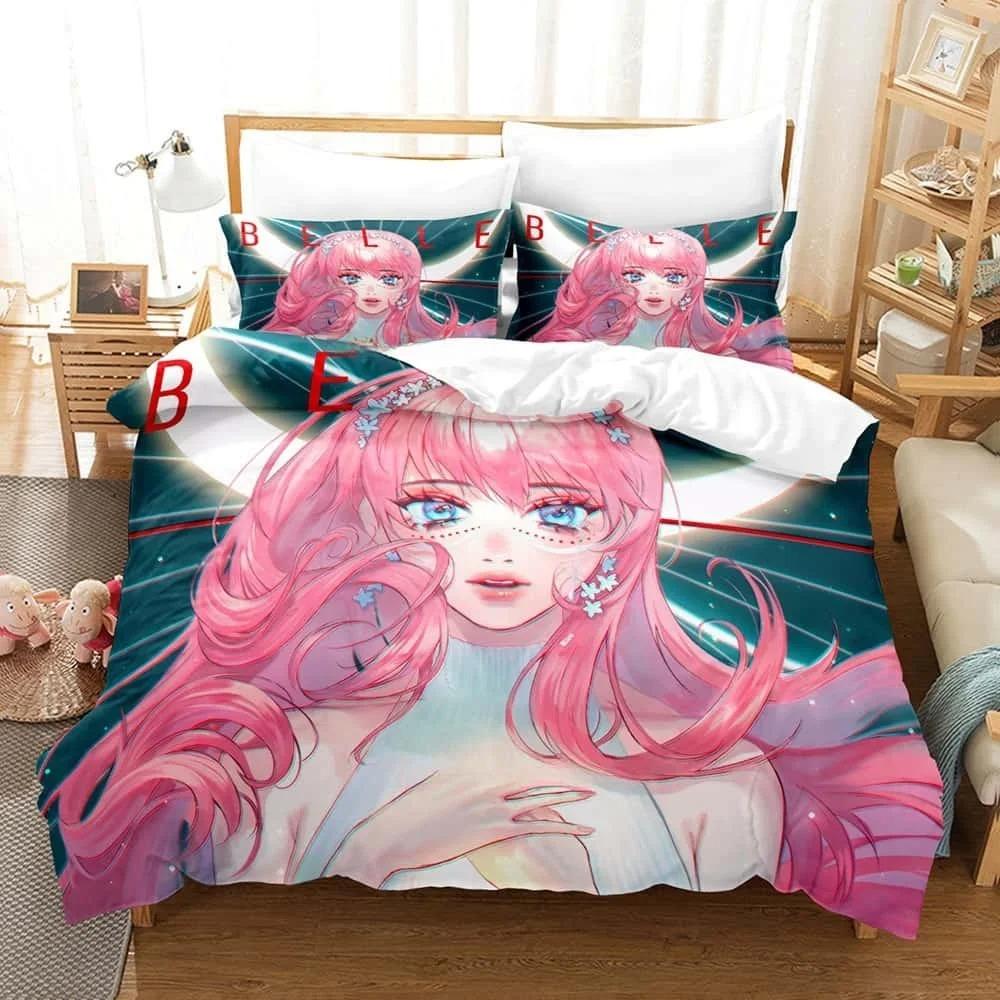 Аниме Комплект постельного белья Комплект постельного белья Белль Односпальный Двуспальный Полный Размер Королева Король Комплект для кровати Взрослый Ребенок Спальня Пододеяльник Комплекты Домашний текстиль