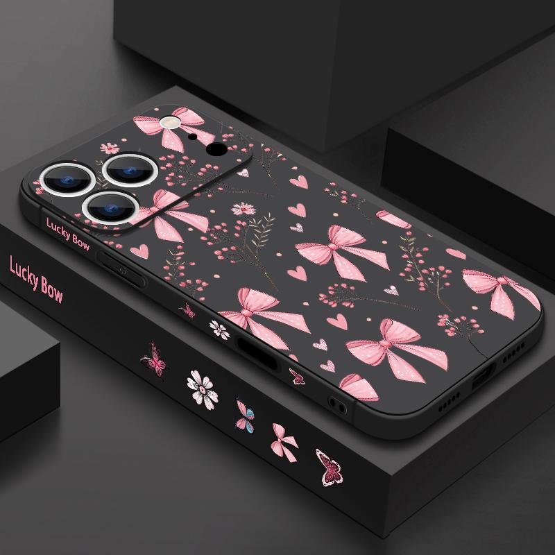 Чехол для iPhone 17 Pro Max Розовый бантик Цветочный узор ТПУ Силиконовый Мягкий чехол Для iPhone 16 Pro Max 15 14 13 12 11 16E Air