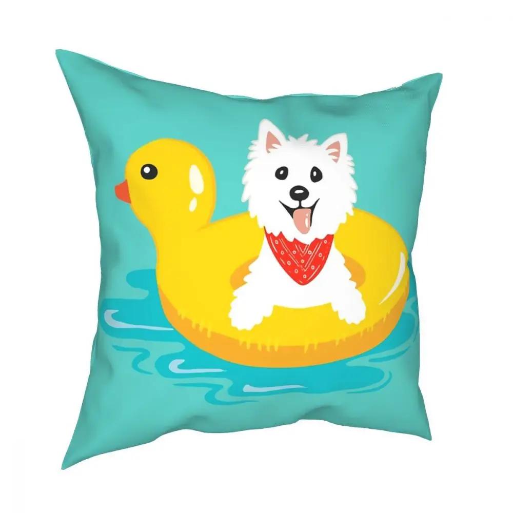 Westie Puppy At Sea Square Pillow Case Cushions for Sofa West Highland Terrier Dog Creative Cushion Covers