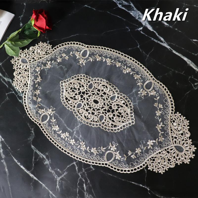 European Oval Embroidered Transparent Luxury Placemat Table Mat Hotel Villa Home Furniture Party Coffee Coaster Decorative Cloth