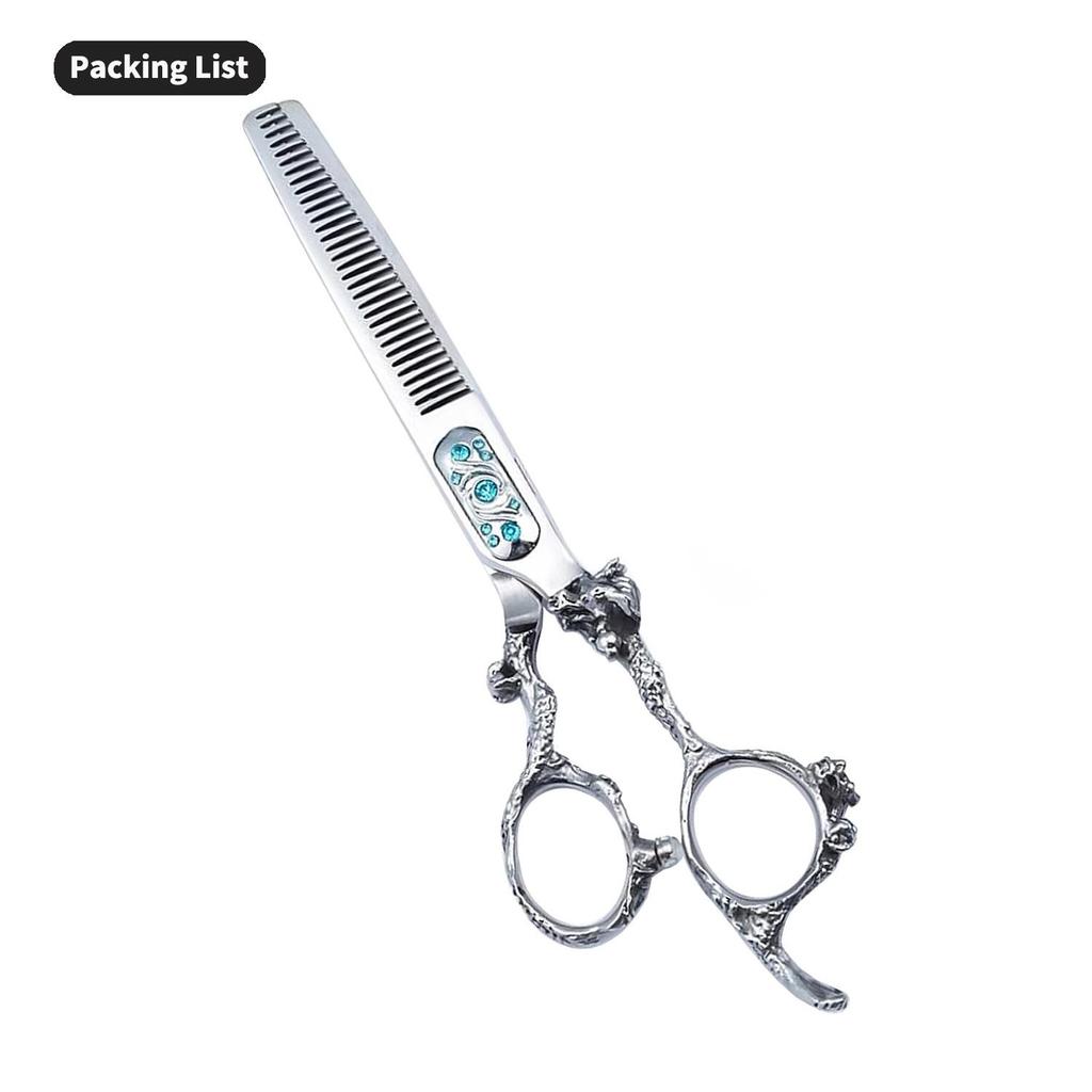 Sangelar 6 Inch Dragon Handle Hair Scissors Silver Professional Hairdressing Scissors Family Cut Fringe Shear,Beautiful Design