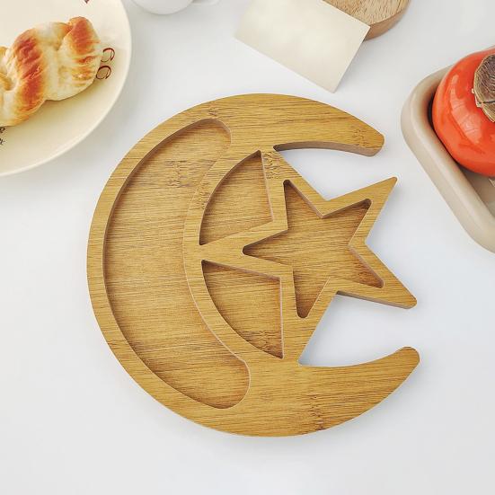 Деревянный десертный поднос Yousheng, сервировочная тарелка с луной и звездами, деревянный поднос для дома, сада, журнального столика, столовых приборов, тарелок, органайзера, держателя ювелирных изделий, сервировочного аппарата для фруктов