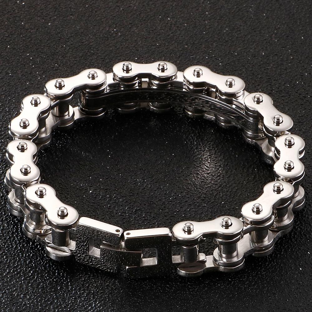 13MM Bicycle Bike Chain Bracelet for Men In Stainless Steel Rock and Roll Men's Jewellery Accessories On Hand Wrist Bracelets