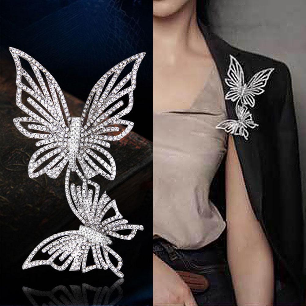 Fashion Rhinestone Brooch Pin Butterfly Scarf Pin Party Jewelry Gift KTJ