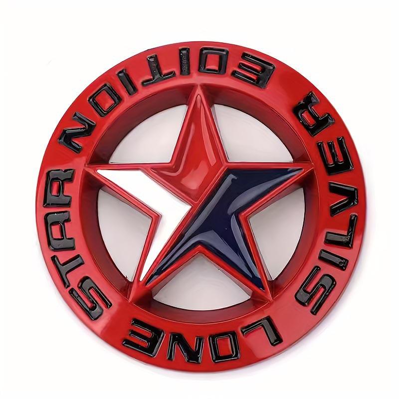 3D Metal Lonestar Car Sticker Texas Pentagram Badge Suitable for Jeep - Silver Chrome Finish ALN1