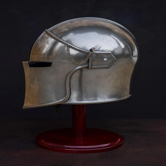 Silver Barbuta Helmet Medieval Knight Role Play Helmet With Liner And Chin Strap Best Gift Halloween