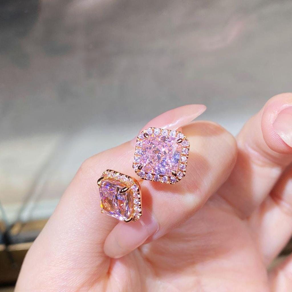 Ожерелье из стерлингового серебра S925 с покрытием из 18-каратного золота и розовым бриллиантом «Ледяной цветок» для женщин