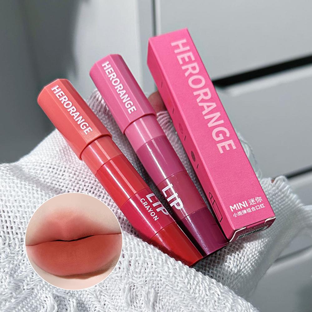 HERORANGE Набор из четырех мини-помад Матовые бархатные разноцветные помады Набор помад-карандашей