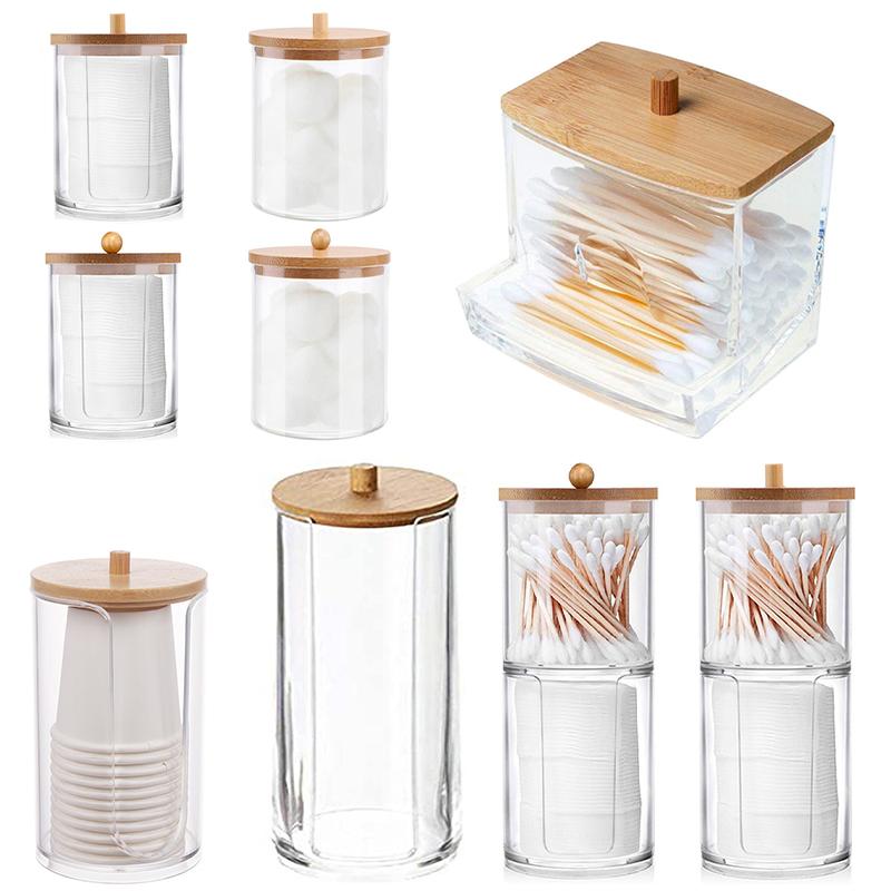 Acrylic Transparent Cotton Swab Storage Box Makeup Organizer Storage Box Cotton Swab Cosmetic Box Bathroom Bedroom Storage