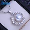 Ожерелье из натурального пресноводного жемчуга для женщин, серебряный цветной кулон с цветком, изысканные ювелирные изделия для свадебной вечеринки