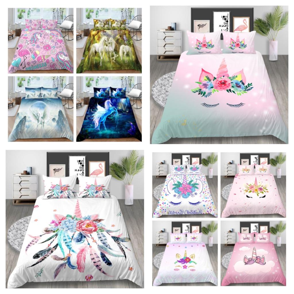 2023 Новый стиль, комплект постельного белья с узором единорога, мягкий домашний текстиль, постельное белье, костюм с наволочкой, пододеяльники для мальчиков и мужчин, одеяла для девочек, костюм