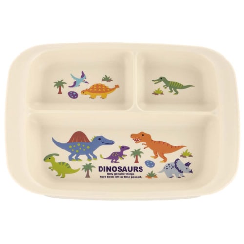 Skater Baby Tableware Lunch Plate for Children Antibacterial Plastic 470ml Dinosaur Picture XP7AG-A