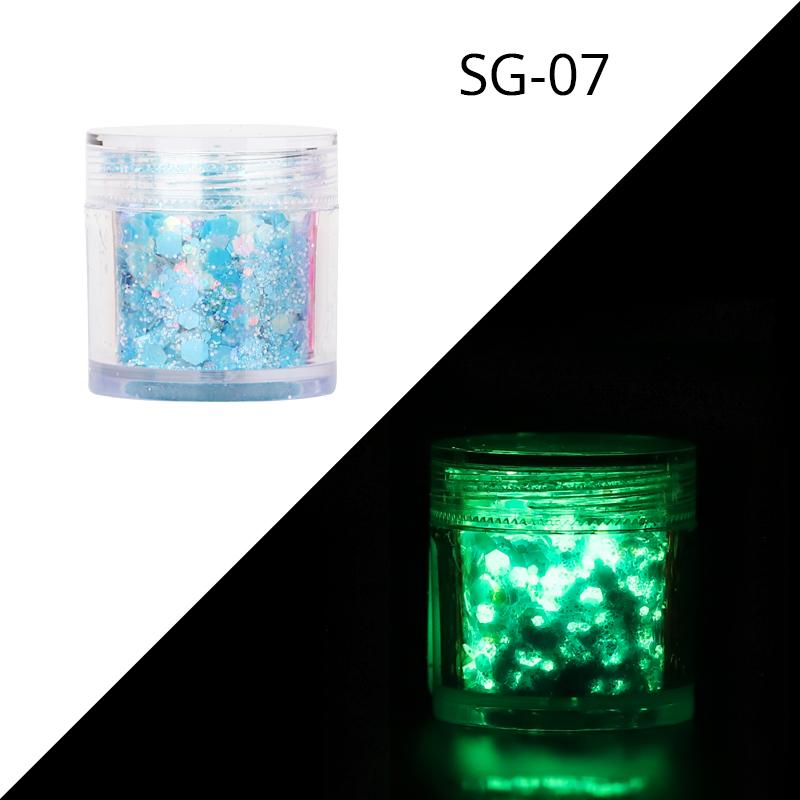 10g/bag Glow in the Dark Pigment Powder Long-lasting Fluorescent Phosphor Pigment for Nail Decoration Luminous Glitter Powder
