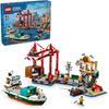 LEGO Игровой набор «Городской порт и грузовое судно» для детей 8-10 лет, Креативные строительные блоки