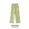 Fashion Style 2024 Summer New Women's Clothing Slim Looking All-Matching Printed Linen High Waist Wide Leg Pants 8201450