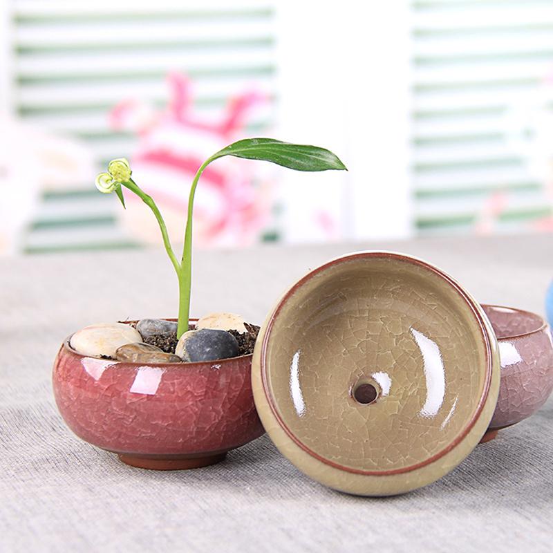 Cute Ice-Crack Glaze Flower Ceramics Succulent Planter Mini Plant Pot Home Decor