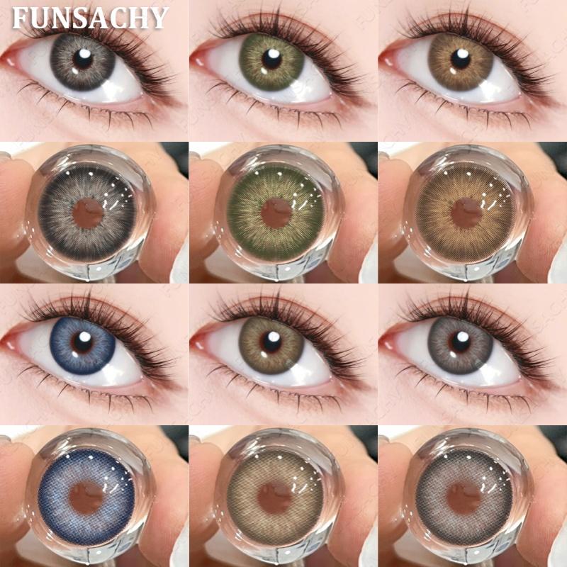 FUNSACHY 1 Pair Blue Contact Lenses for Eyes Natural Colored Contact Blue Eyes Lenses Korean Contacts Lenses Yearly Green Pupil