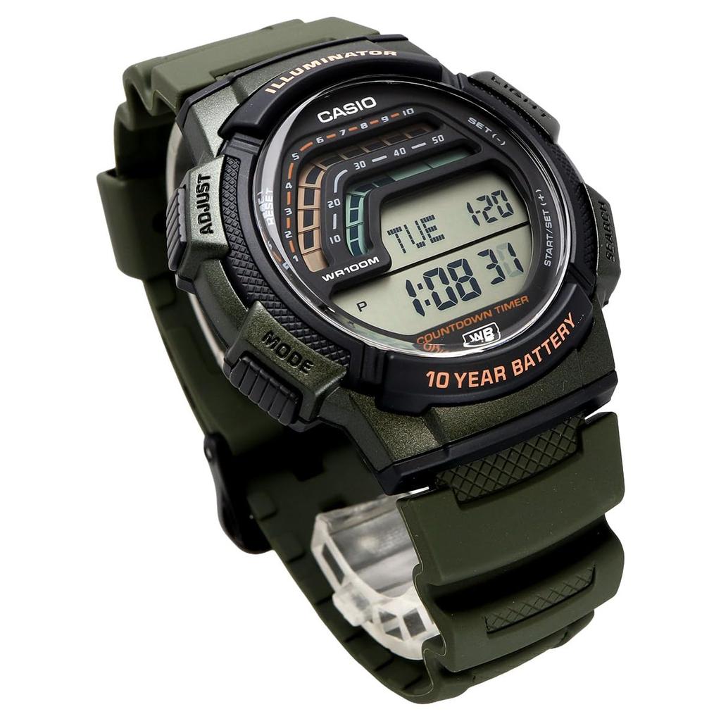 CASIO Standard Digital Watch Men Army Green WS-1800-3AV
