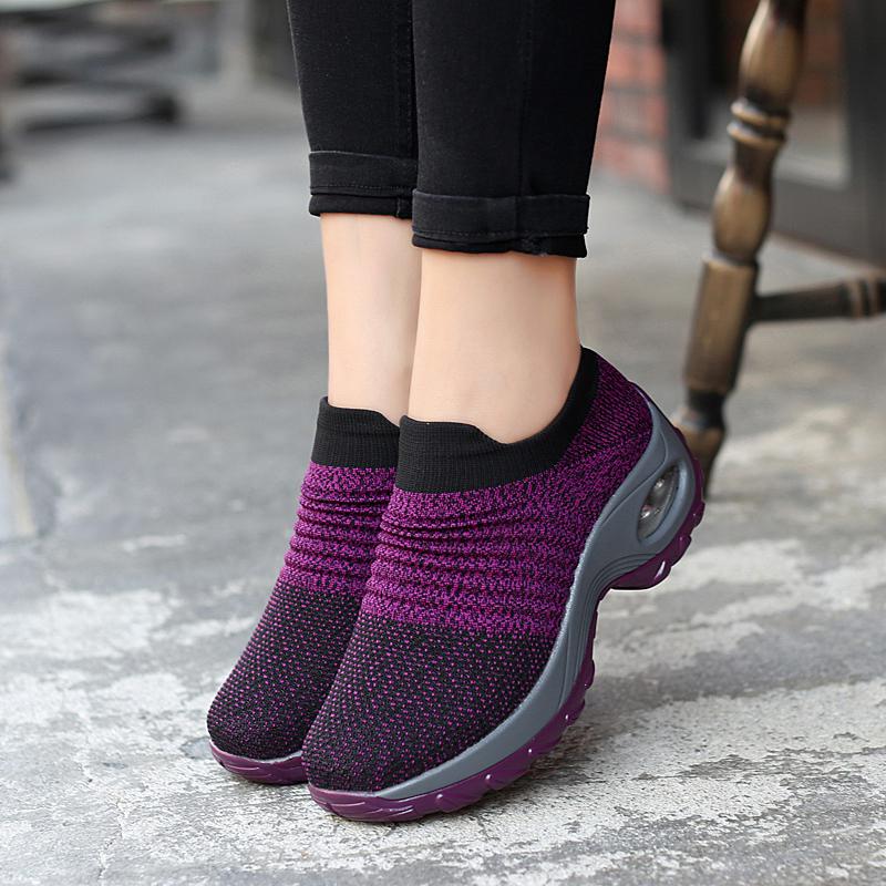 Fashion Women Casual Sneakers Mesh Platform Slip-on Air Cushion Sport Shake Shoes