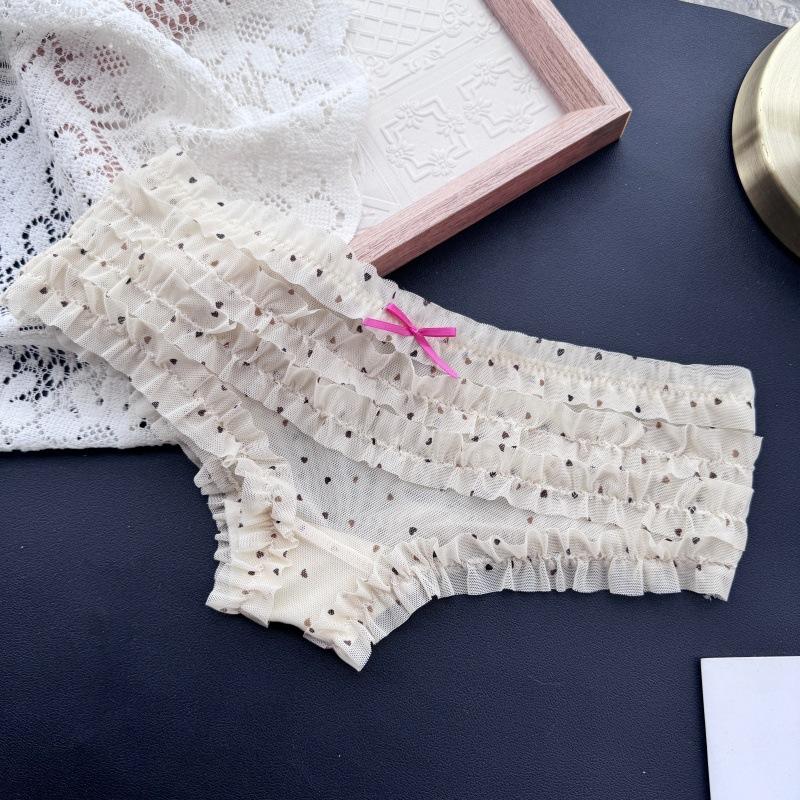 Женские весенне-летние милые сетчатые трусики с оборками, низкой посадки, сексуальные