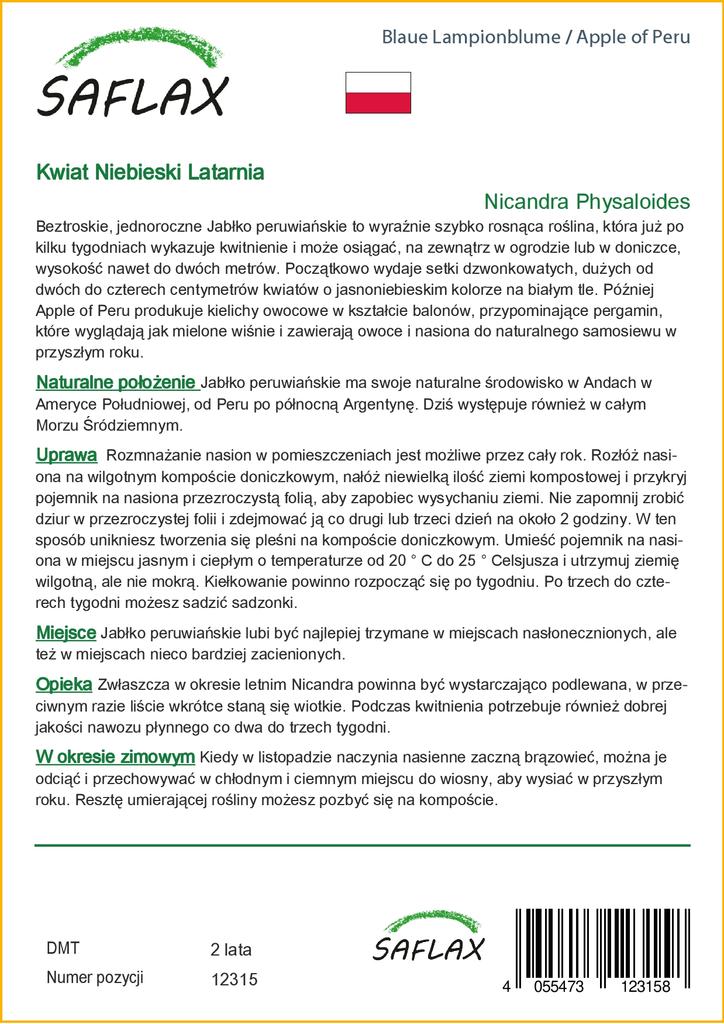 SAFLAX Яблоко Перу - 100 семян - Nicandra physaloides