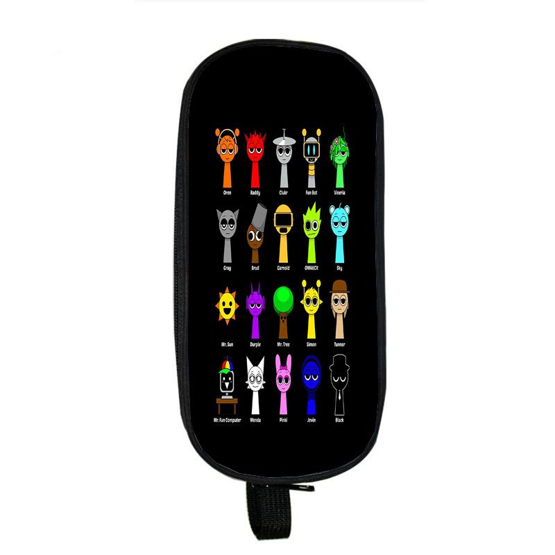 Пенал Sprunki Incredibox для студентов, двухслойный пенал для школьных принадлежностей с игрой в жанре ужасов, канцелярские принадлежности для детей, коробка для ручек