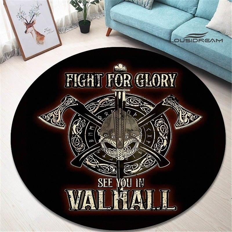 Круглый ковер с принтом viking vegvisir, красивый нескользящий ковер для гостиной, спальни, реквизит для фотосъемки, подарок на день рождения