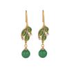 Green Jade Drop Dangle Earrings Boho Gemstone Leaf Design Hook 18K Gold Plated