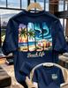 2026 Mens Oversized T Shirt Beach Life Coconut Tree Camping Car Graphic Print Short Sleeve Cotton Casual Unisex Tee