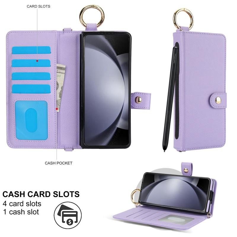 Flip Leather Case Galaxy Z Fold 6/5/4/3 Card Slot Pen Holder Business Protective Cover