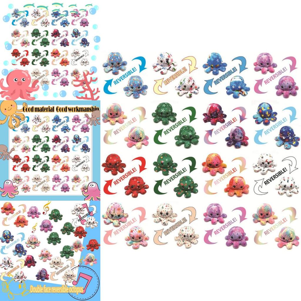 Двусторонние плюшевые игрушки-осьминоги-перевертыши, идеально подходящие для рождественских подарков**