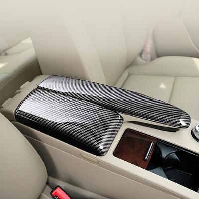 Для Mercedes Benz C-Class W204 2007-2014 Автоаксессуары Наклейки на крышку подлокотника с рисунком под карбон
