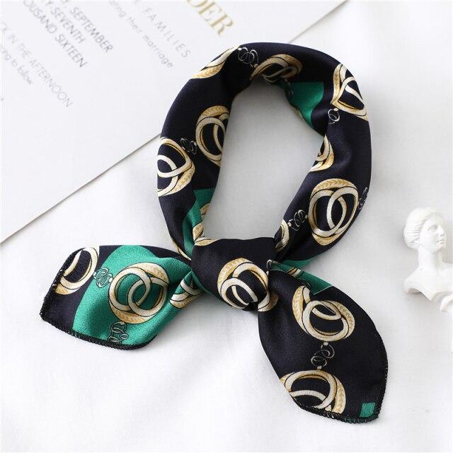 2021 Small Size Women Scarf Fashion Print Silk Scarves Square Neck Office Satin Handkerchief Bandana Foulard
