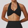 Женский спортивный топ-бра с halter-вырезом, скрученный спереди, для йоги, укороченный, со съемными вставками