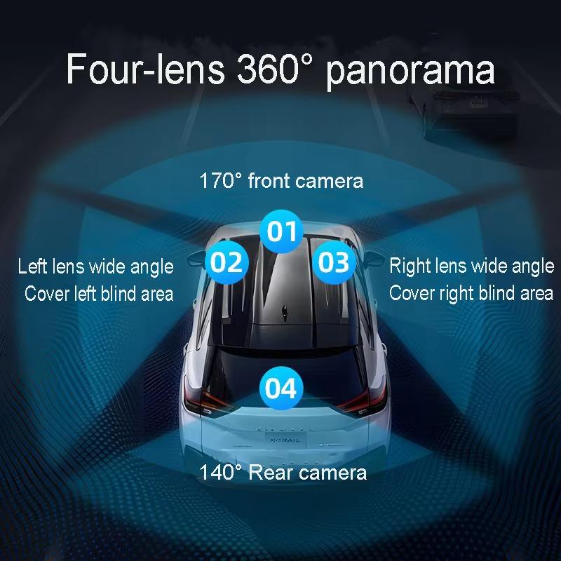 4-канальный скрытый тахограф 1080P HD Mini Dash Cam Видеорегистратор Передний Левый Правый Задний Ночной Видение Циклическая Запись DVR Черный Ящик