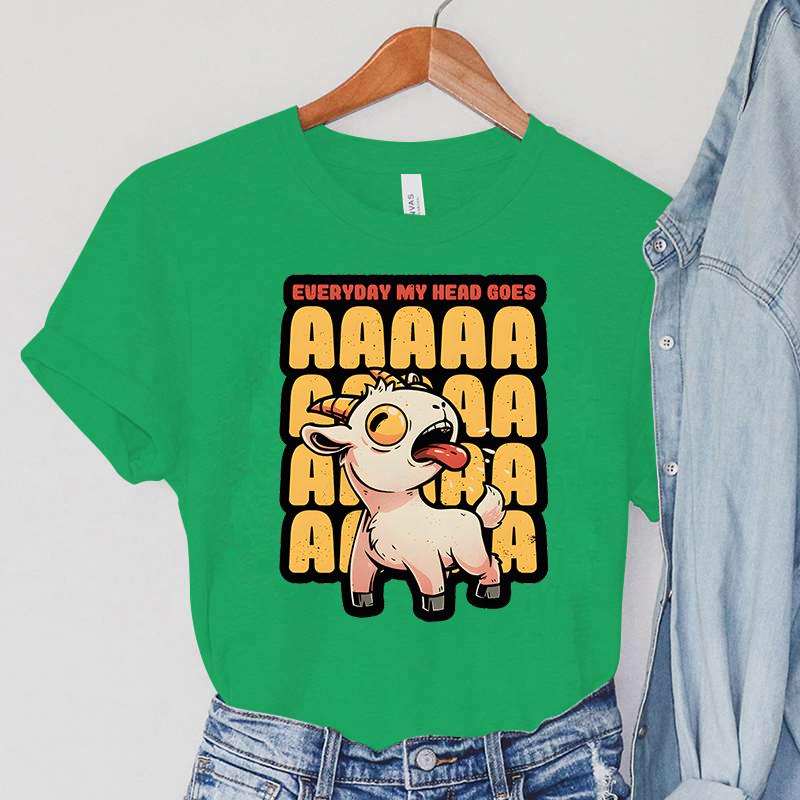 Женская одежда с принтом My Head Goes AAAA, повседневные модные женские футболки с животными и козой, с короткими рукавами, женские футболки с героями мультфильмов