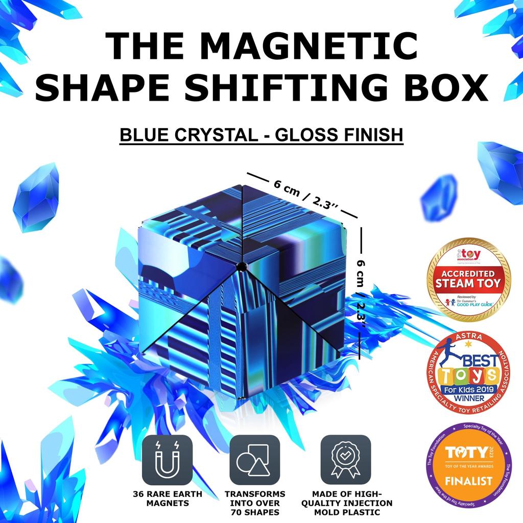 SHASHIBO Shape Shift Box запатентованный куб-антистресс с 36 магнитами Трансформируется в более чем 100 форм - Призер, редкоземельный - (Голубой кристалл)