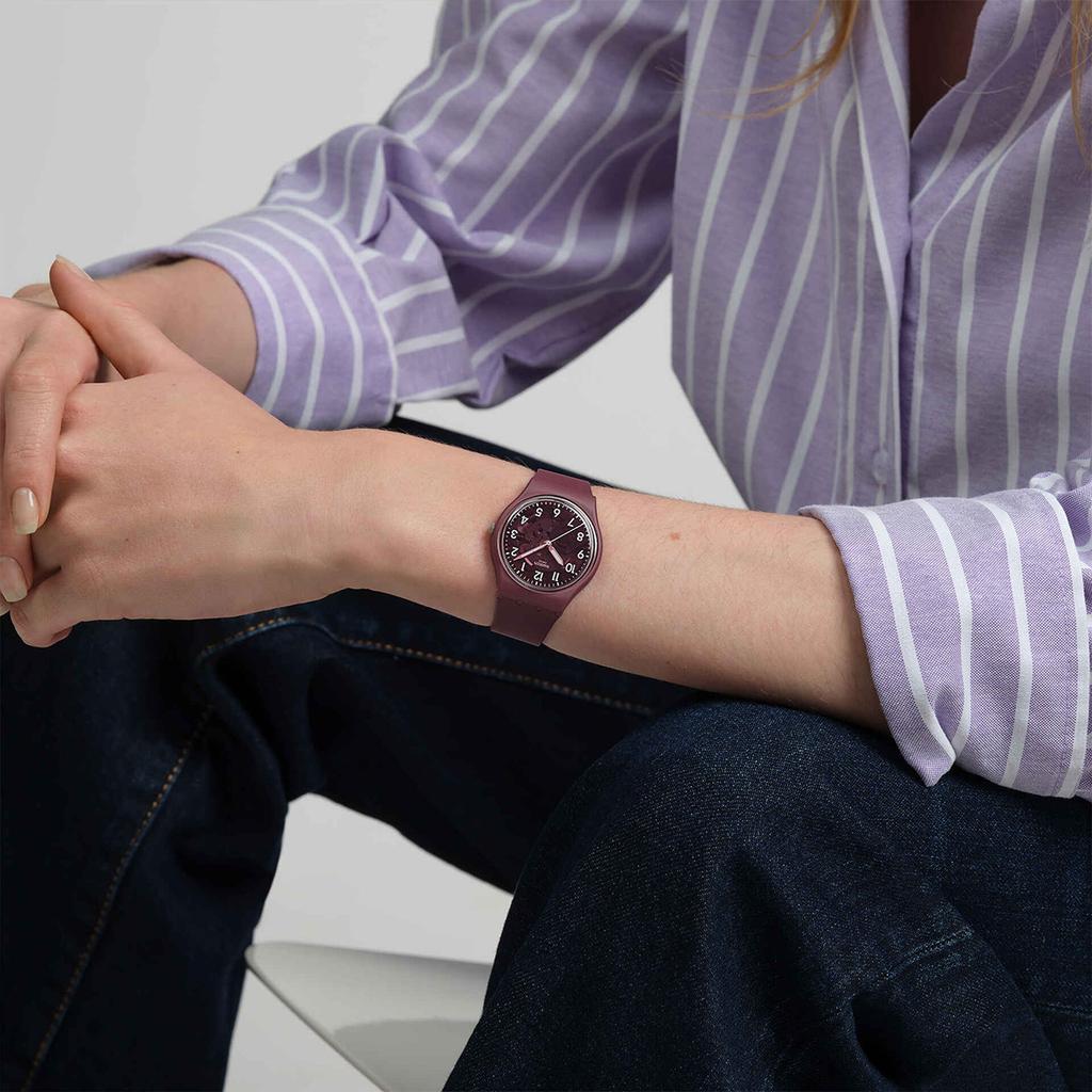 Swatch Мужские часы с кварцевым механизмом Швейцарские часы красный циферблат корпус из материала biosource SO28R115
