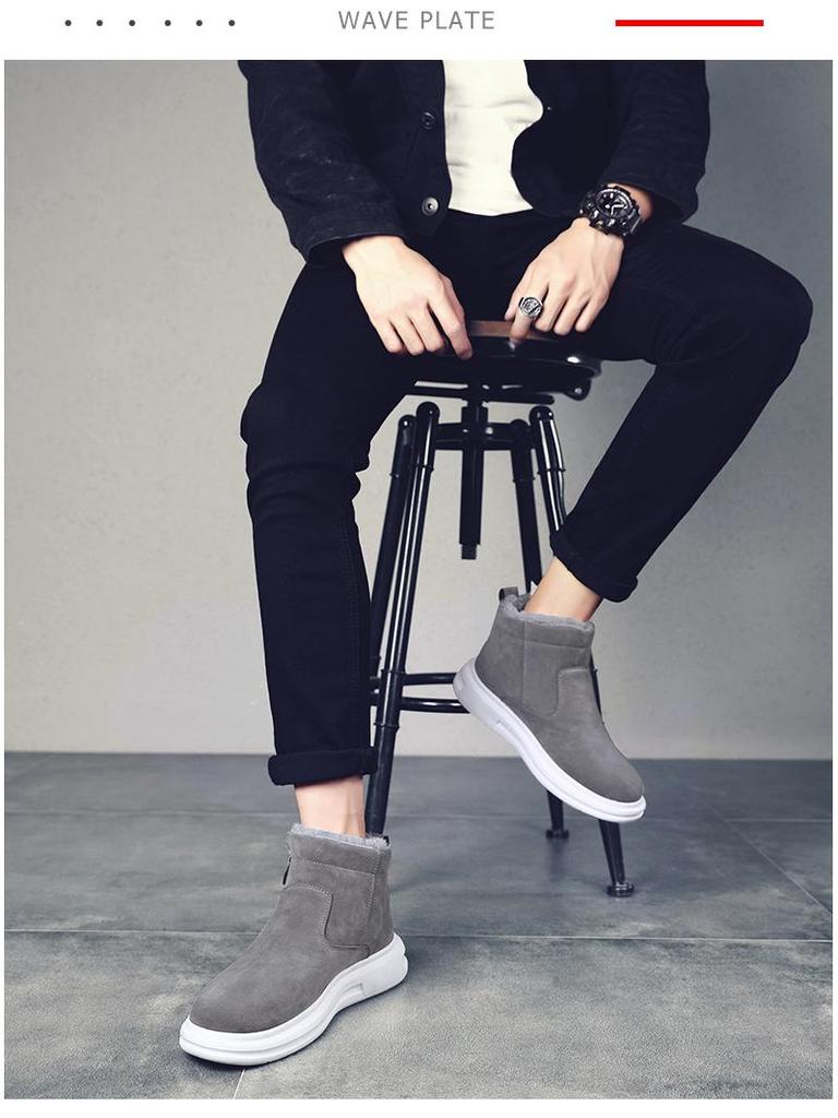 Мужские зимние ботинки средней высоты: Уличный теплый, нескользящий, утолщенный, плюс бархат