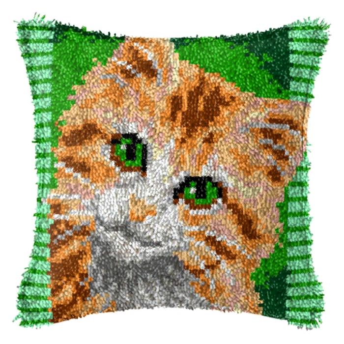 Cute Animal Latch Hook Rug Kits Pillows Smyrna Package Carpet Cat Embroidery Latch Hook Kit Diy Cross Stitch Pillow Knooppakket