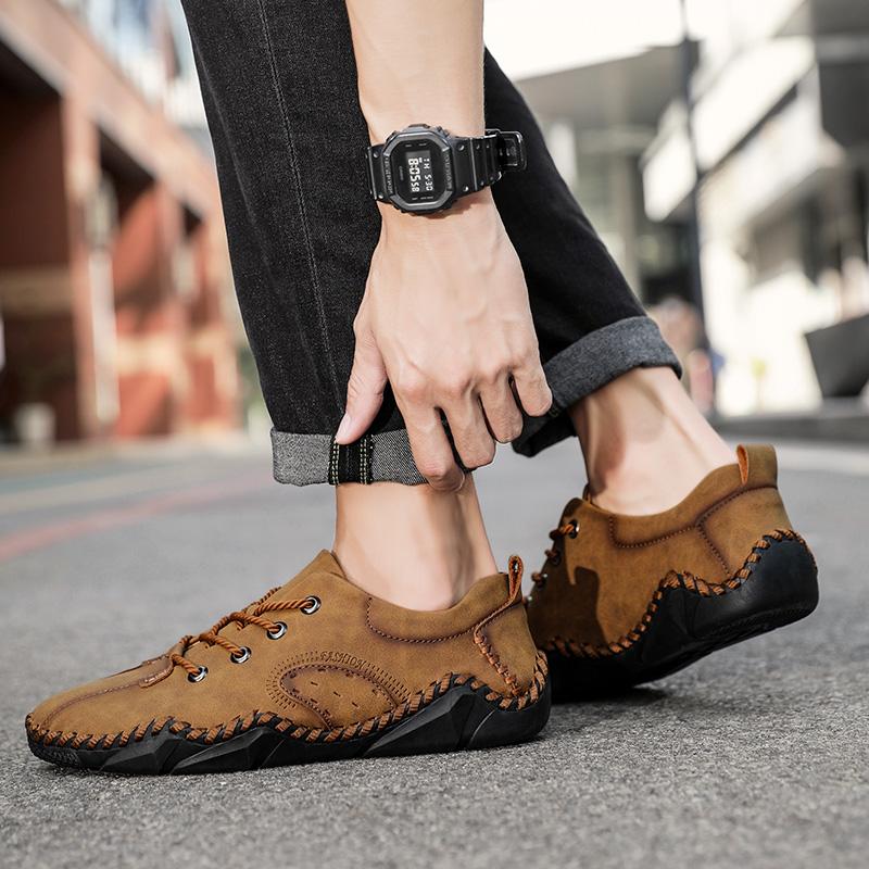 Мужская обувь для отдыха в стиле ретро, кожаные туфли большого размера из пеньковой веревки, мужская кожаная обувь ручной работы на шнуровке с резиновой подошвой для вождения автомобиля