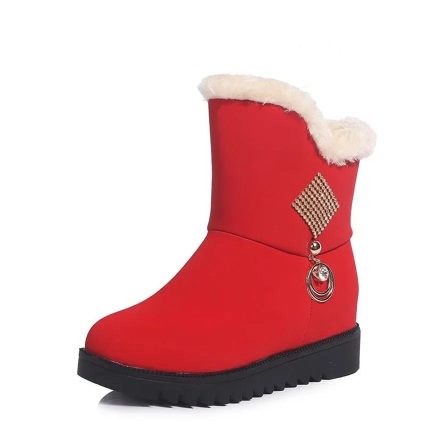 Модные женские зимние сапоги с круглым носком, замшевой бархатной подкладкой, нескользящей толстой подошвой, коротким бочонком на низком каблуке. Зимние ботинки En Oferta Para Muje..